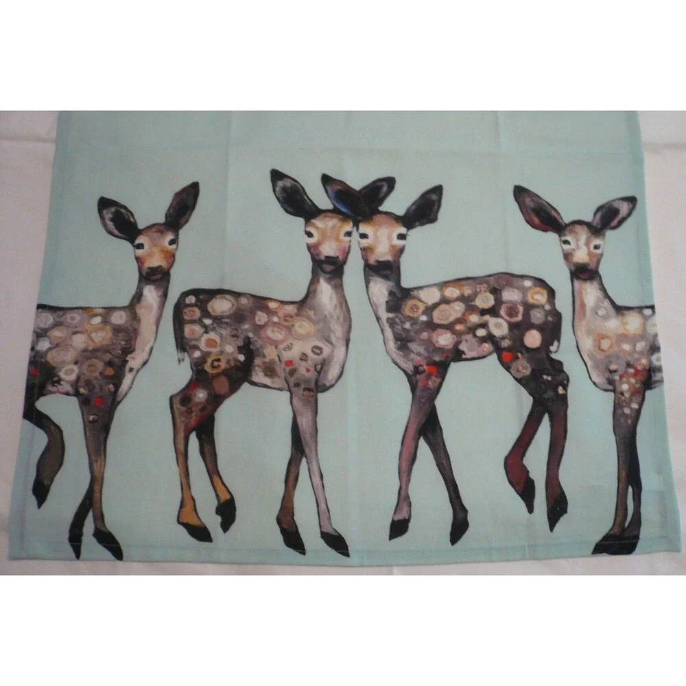 Green Box Art Culture Deer Cotton Kitchen Tea Towel